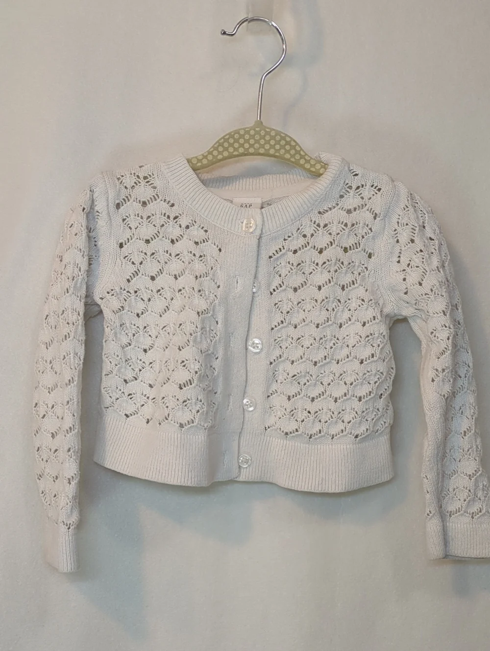GAP Toddler White Eyelet Button Cardigan